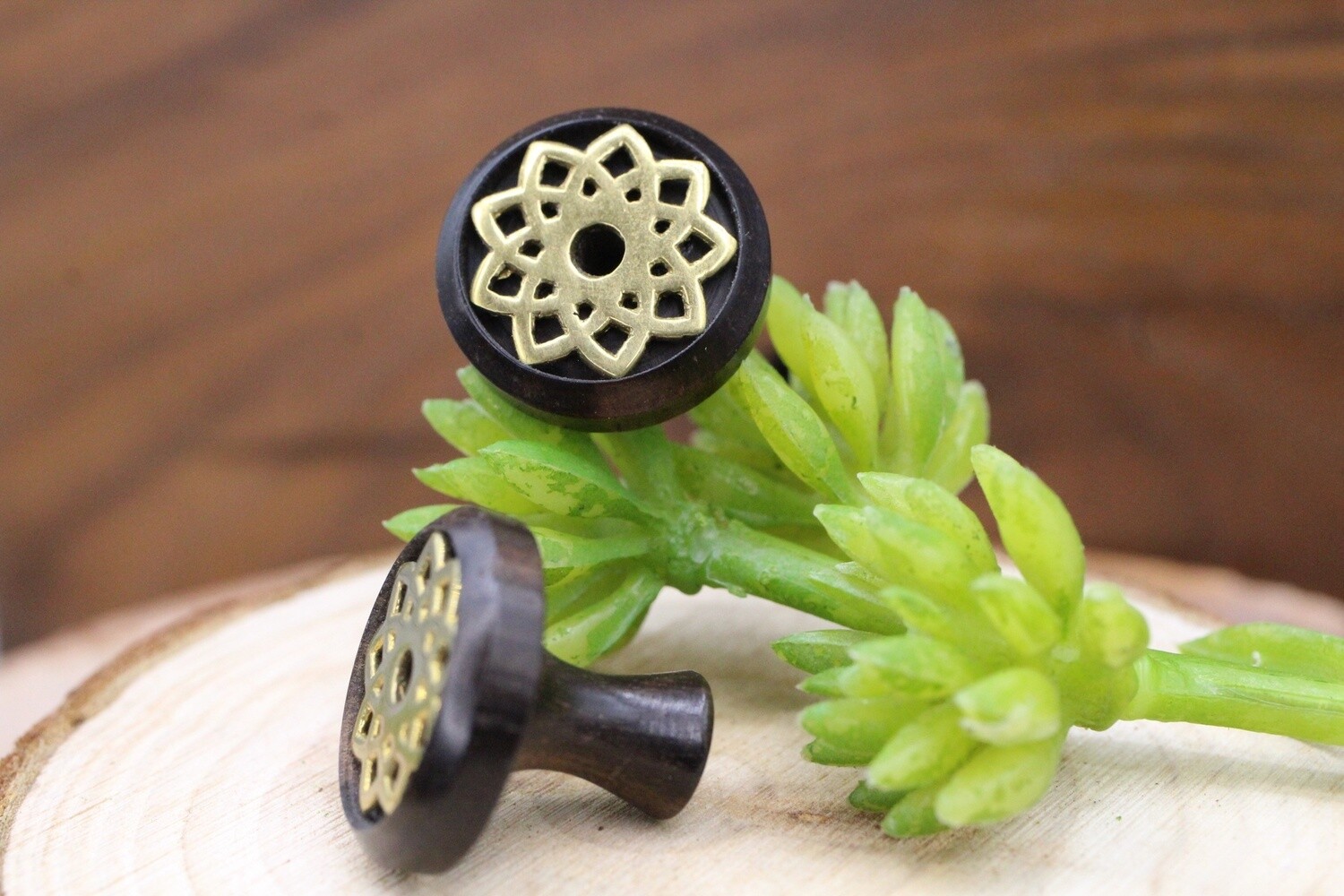 Discount 4g Plugs, Type: 1., Style: Yellow Brass Mandala inlay