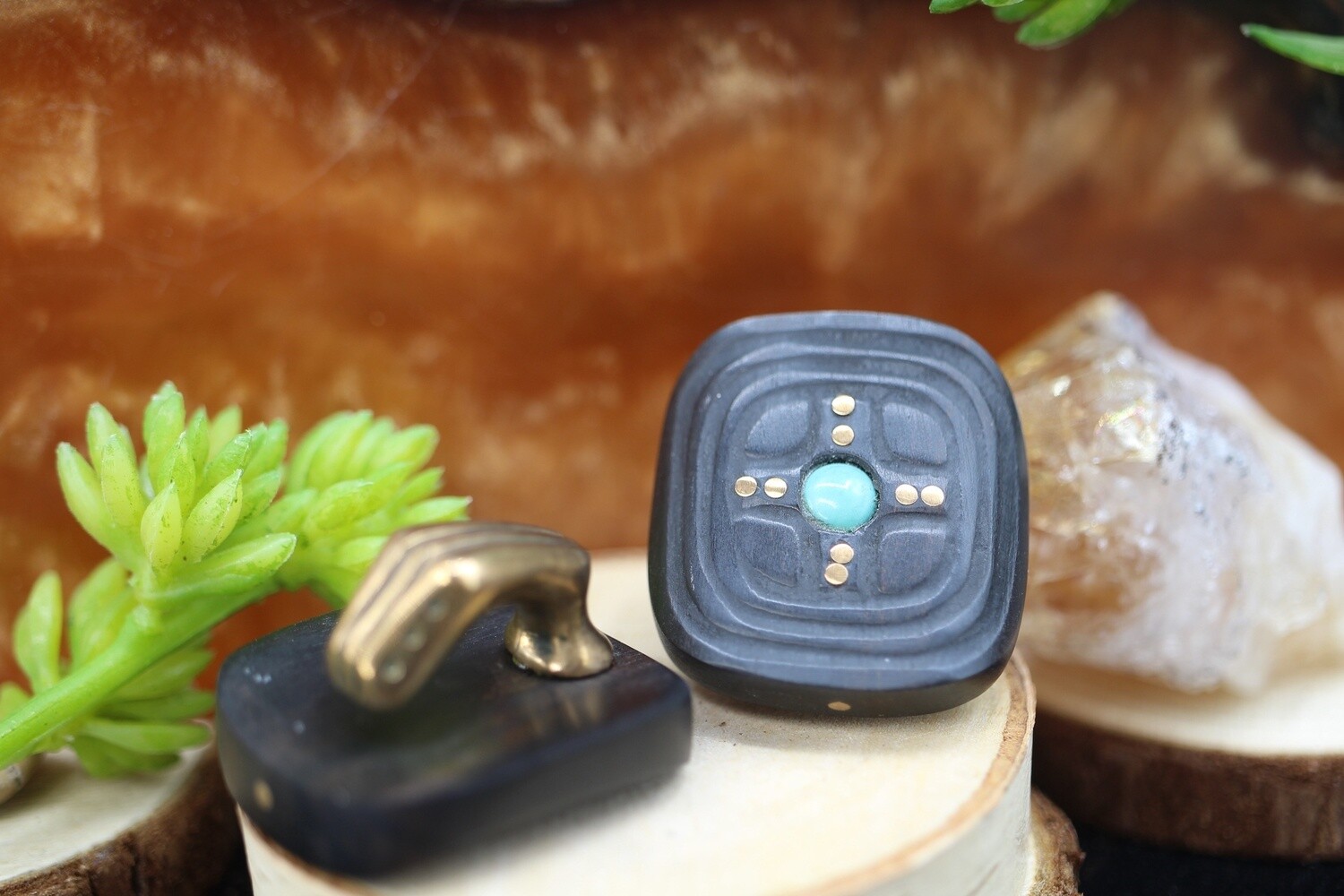 Discount Yaxche Weights, Material: Ebony Wood, Style: Bronze &amp; Turquoise