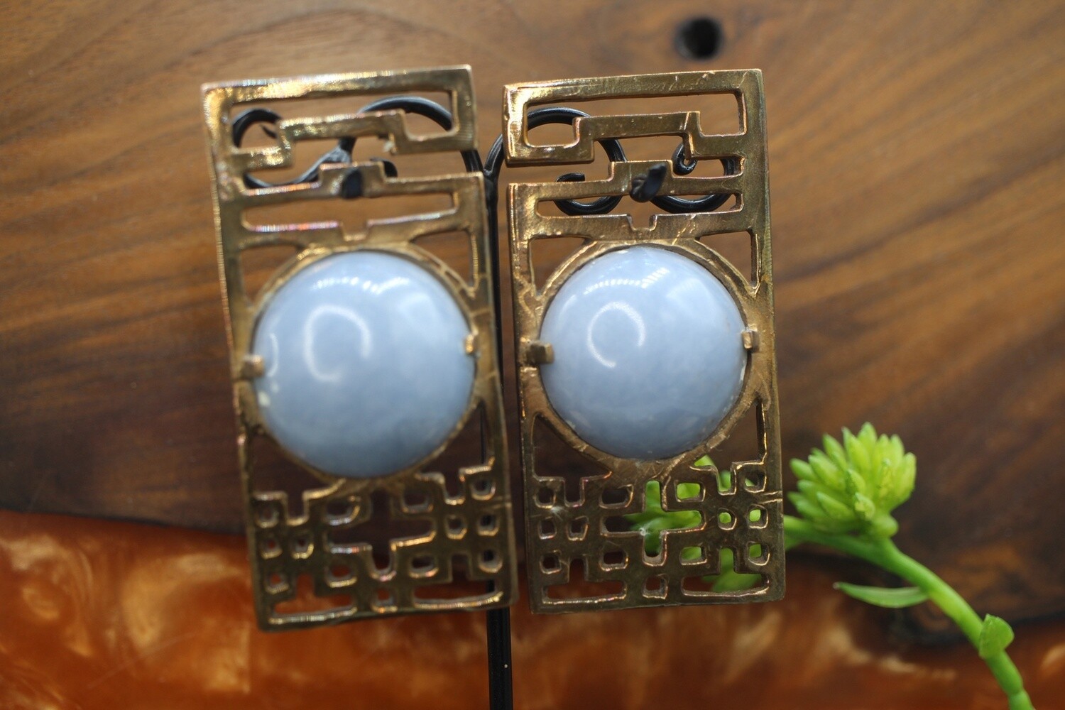 Discount Brass Weights, Gauge: 00g, Style: Shoji Weights with Blue Lace Agate