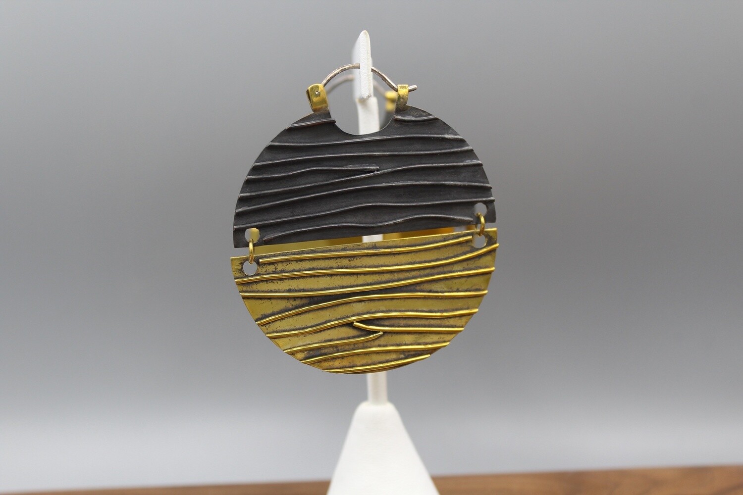 Two Face Minaj Hoops, Gauge: 16g, Material: Oxidized Silver/Yellow Brass