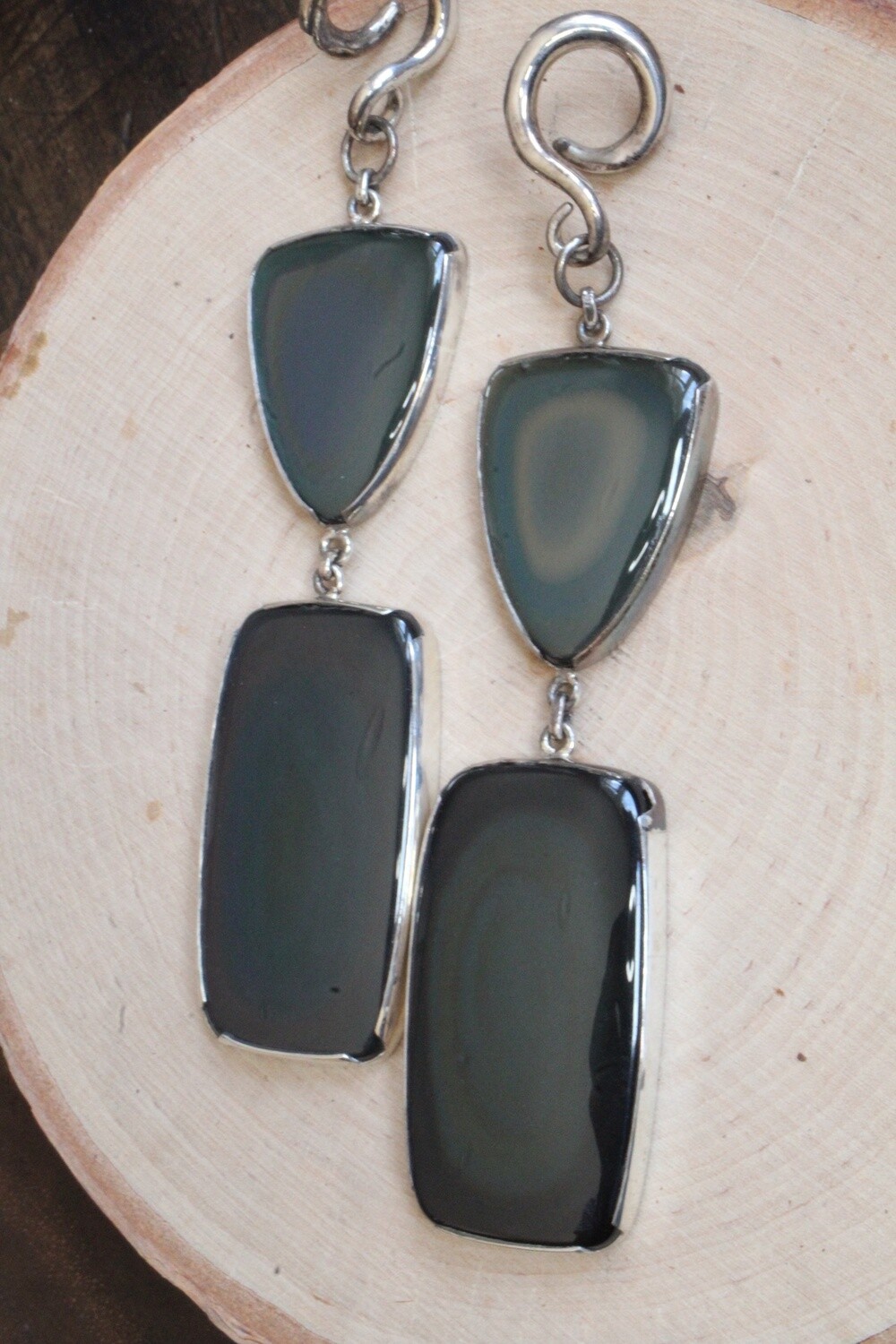 White Brass Rainbow Obsidian Weights, Stone: Rainbow Obsidian