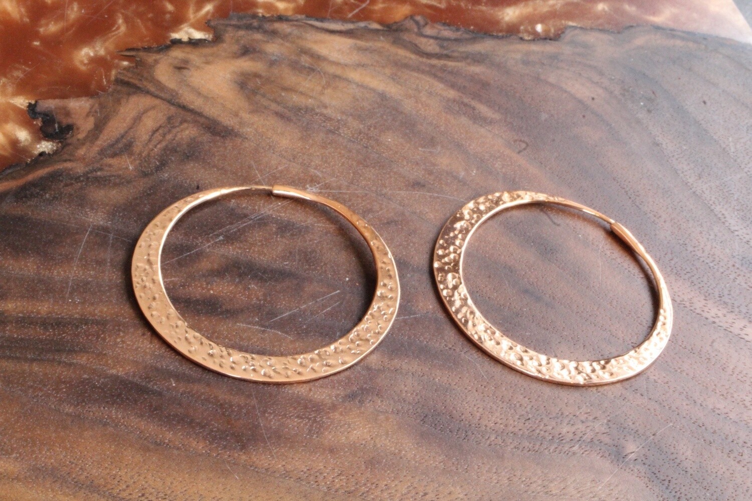Hammered Shape Hoops, Style: Large Hoop, Material: Rose Gold Plated