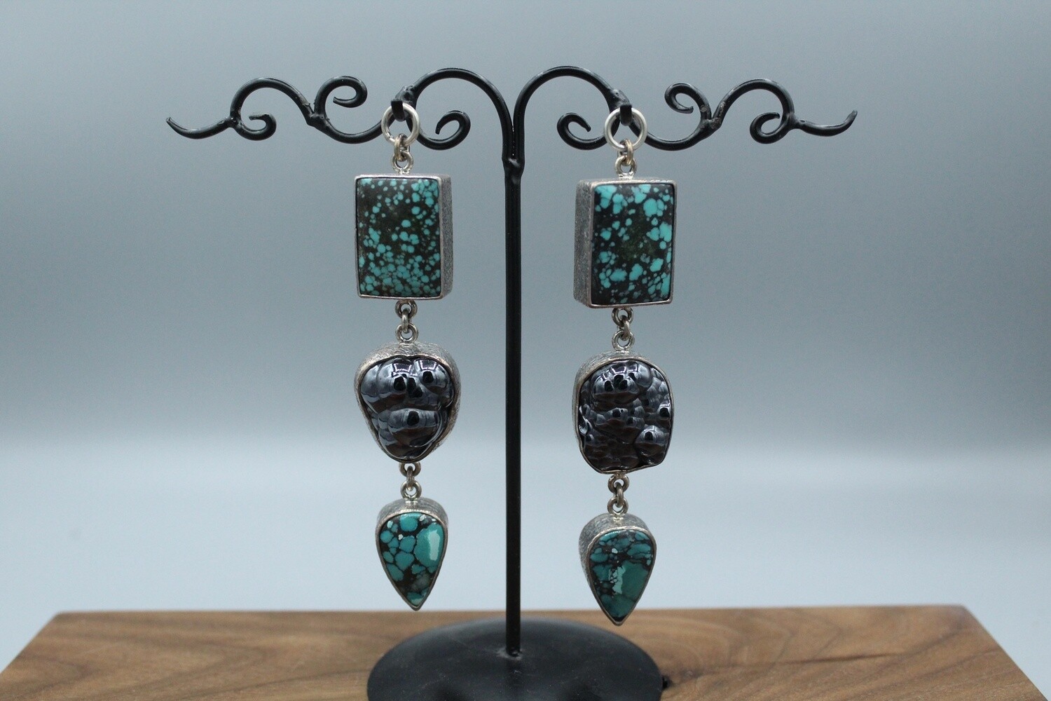 Sterling Silver Turquoise and Hematite Weights, Material: Sterling Silver, Stone: Turquoise &amp; Hematite