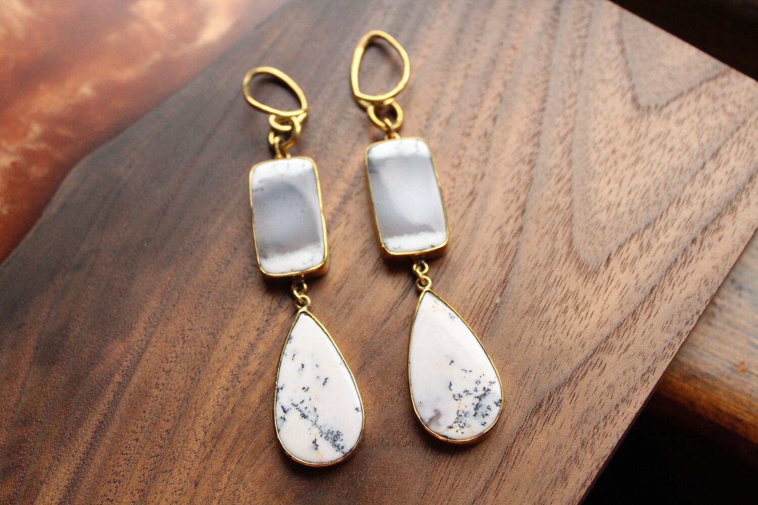 Yellow Brass Dendritic Agate Weights, Stone: Dendritic Agate