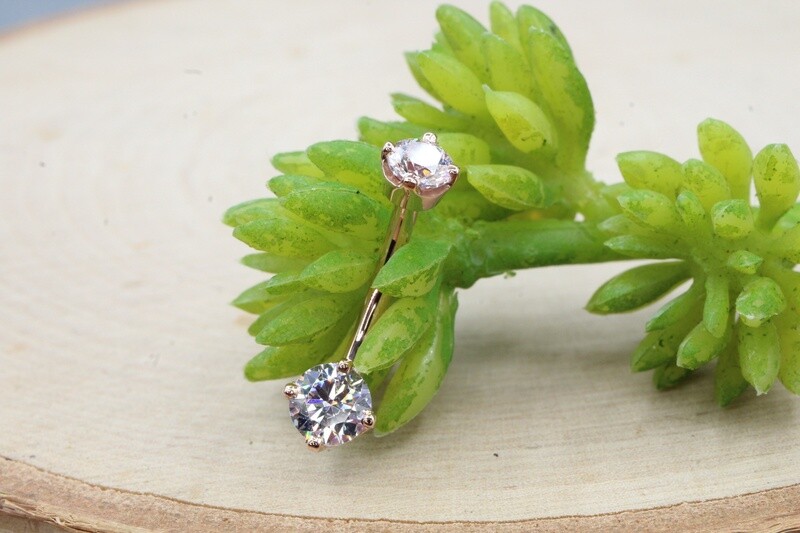 Rose Gold Prong Set Navel Curve