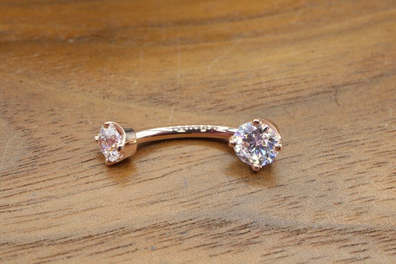 Rose Gold Prong Set Navel Curve