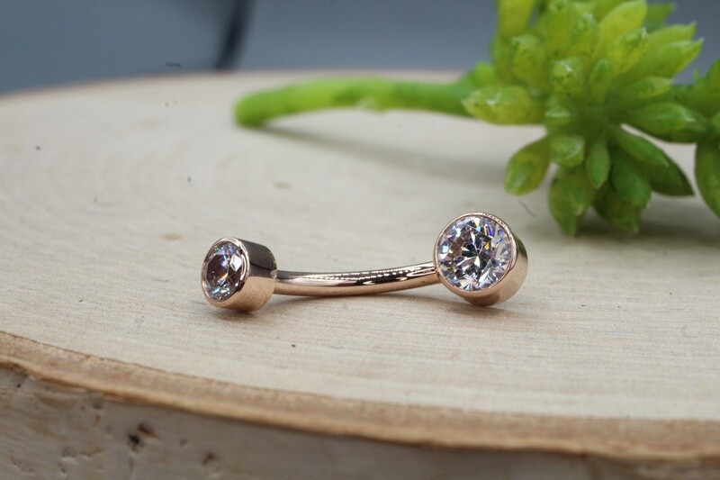 Rose Gold Bezel Set Navel Curve