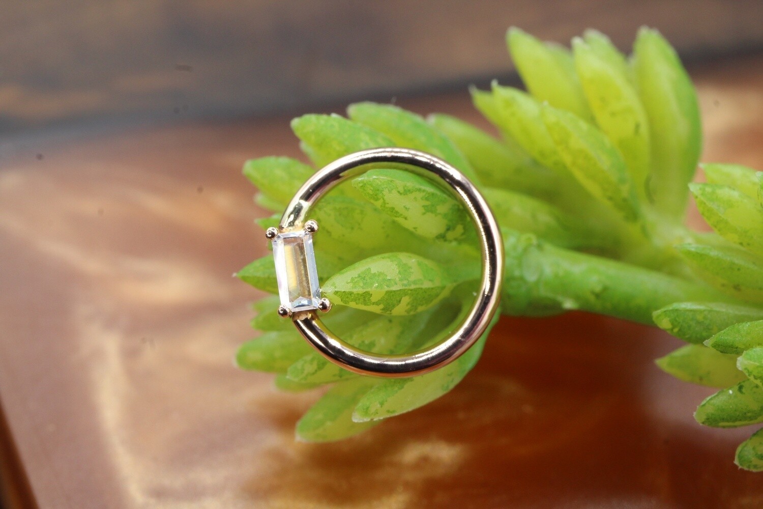 Rose Gold Baguette Prong Fixed Seam Ring