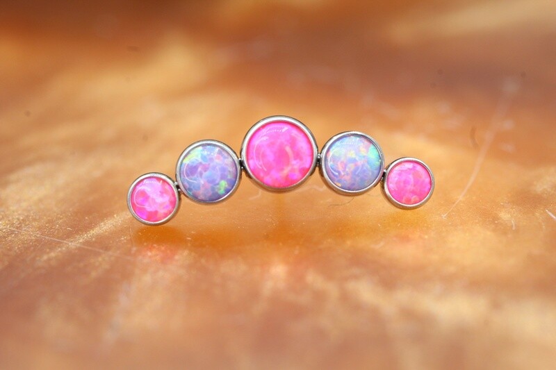 Threadless Titanium 5 Gem Bezel Set Cluster Top