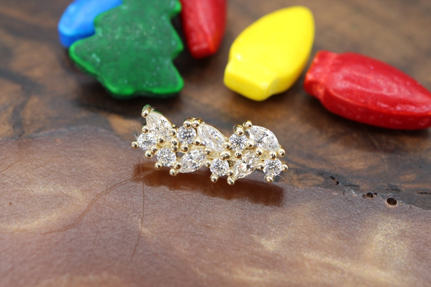 Threaded Yellow Gold Ivy Arc, Gauge: 14/12ga, Size: Small-12mm
