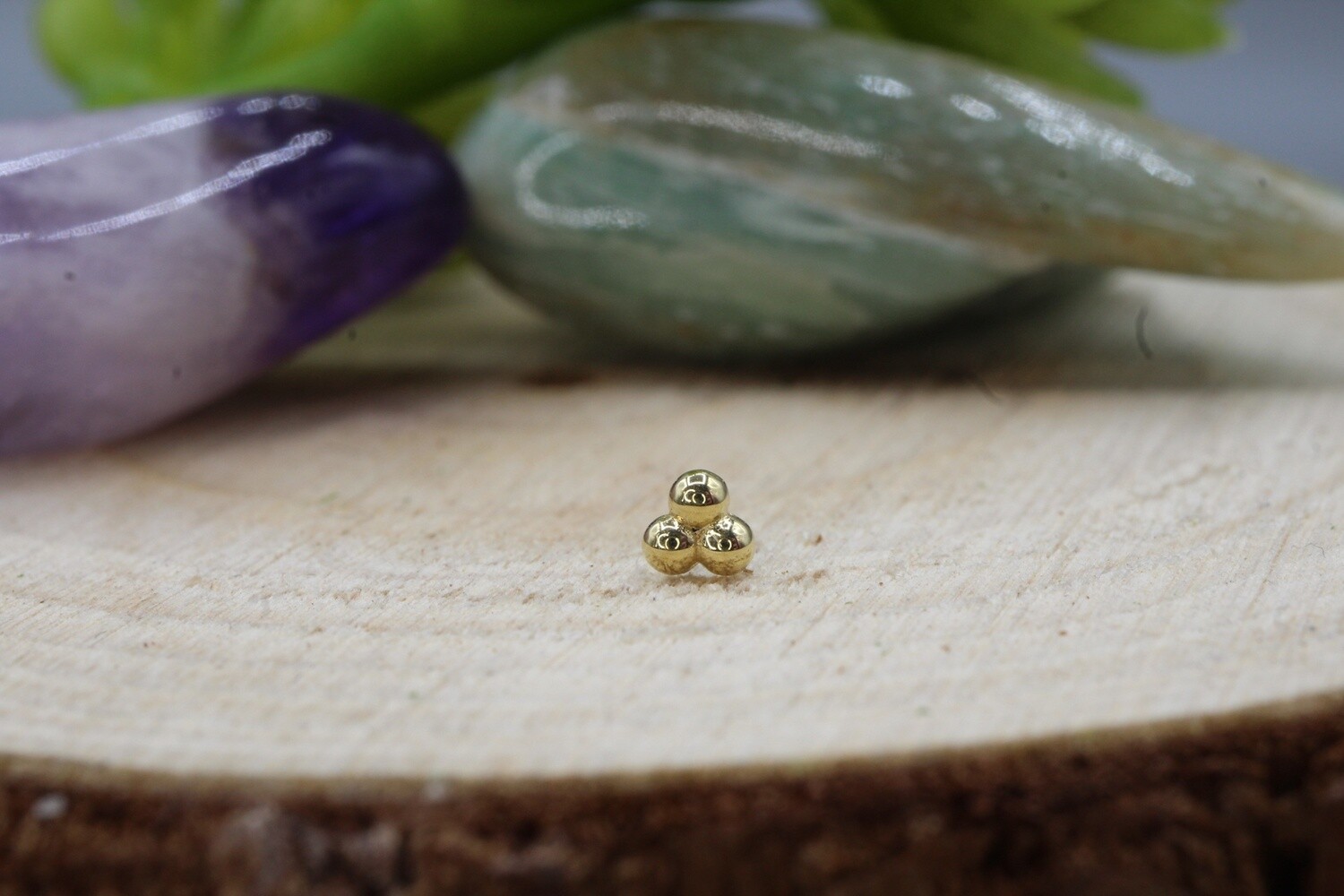 Threadless Yellow Gold Bead Cluster Tops, Type: 3 Bead