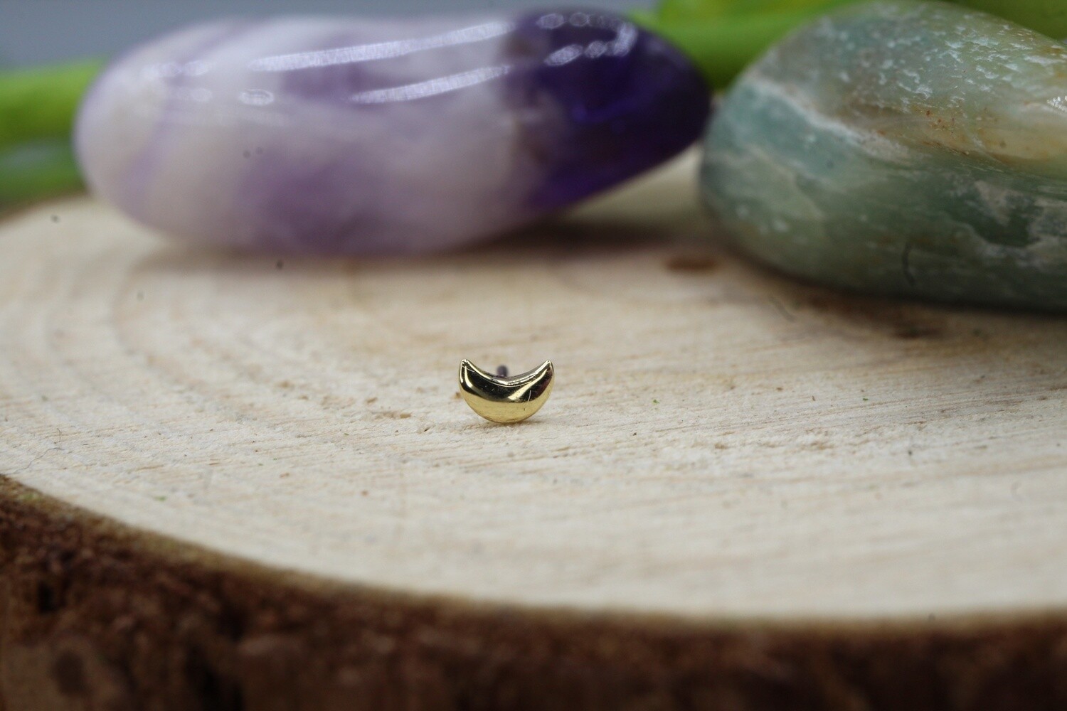 Threadless Yellow Gold Shapes, Shape: Moon, Size: 3mm