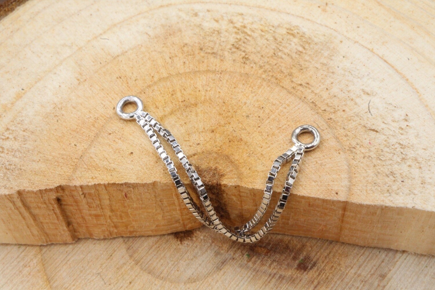 White Gold Box Chain, Number of Chains: Dual-Equal Chain Length, Size: 16ga 15/16&#39;&#39;