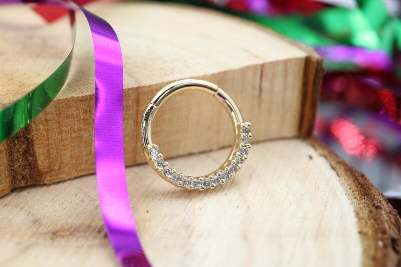 Yellow Gold Gem Oaktier Hinge Ring