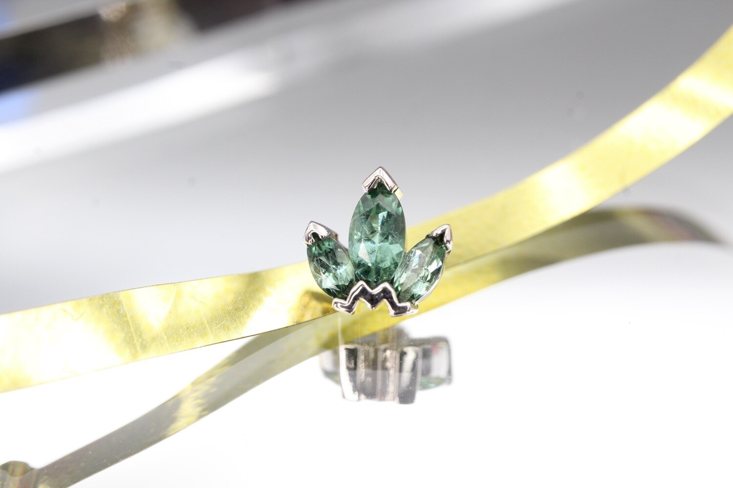 Threaded White Gold Mini AJ Top, Stone: Seafoam Tourmaline