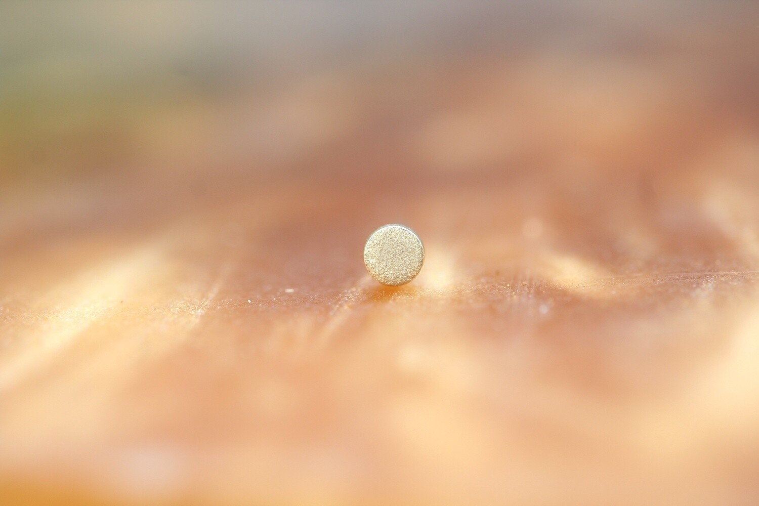 Threadless Yellow Gold Sandblasted Disc, Size: 2mm