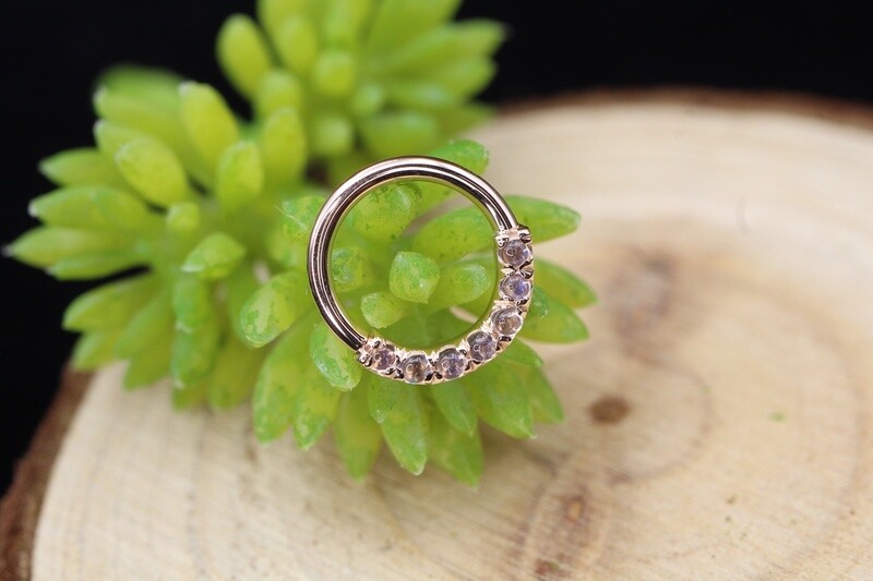 Rose Gold 7 Gem Blaze Seam Ring