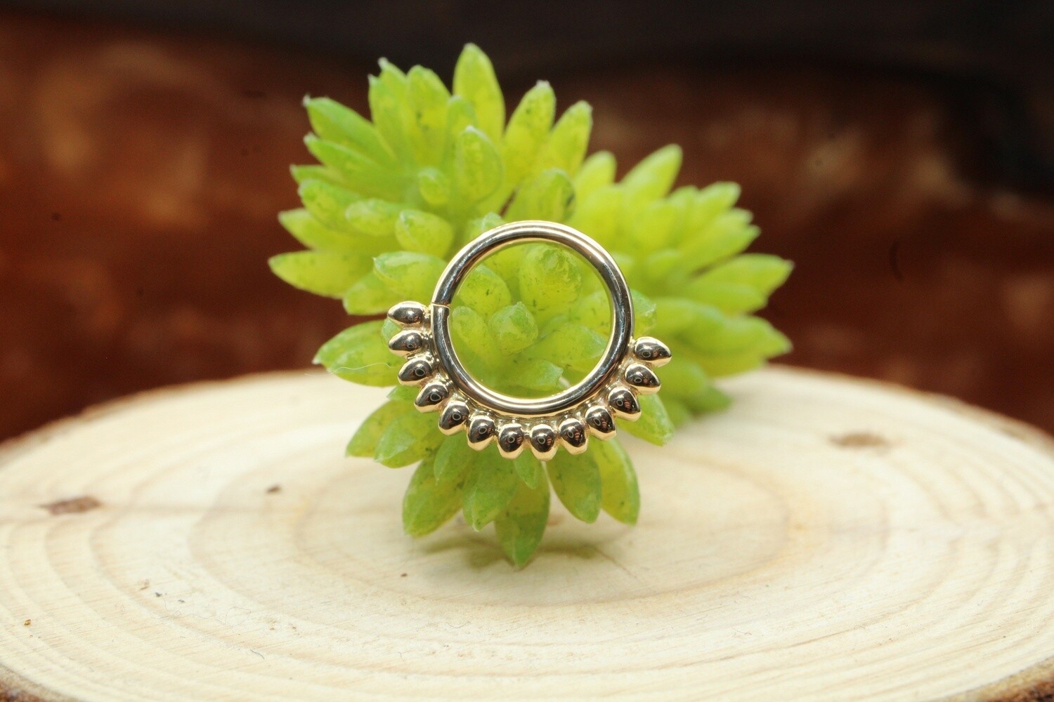 Yellow Gold Janus Seam Ring, Gauge: 16g, Diameter: 5/16&quot;