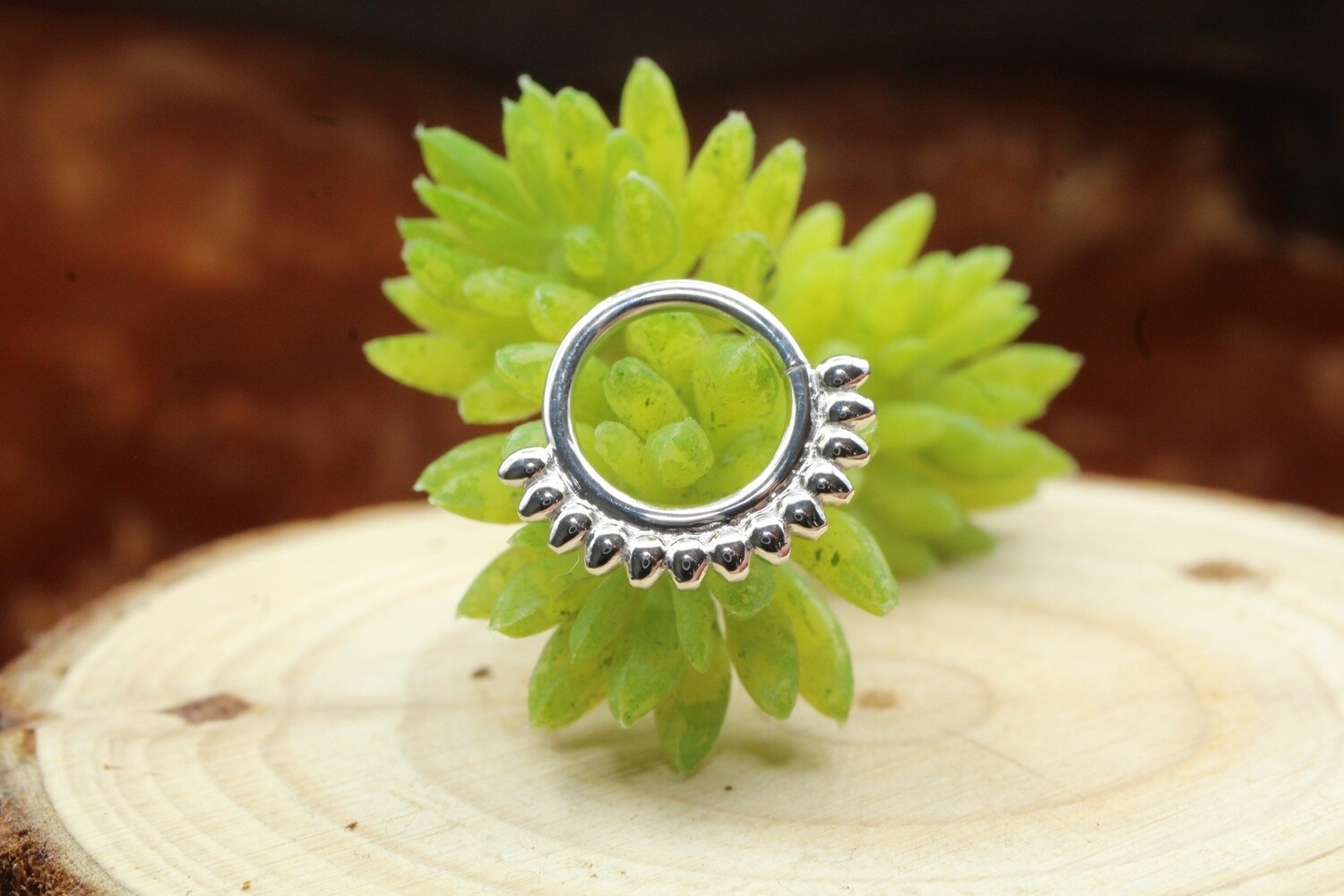 White Gold Janus Seam Ring, Gauge: 16g, Diameter: 5/16&quot;