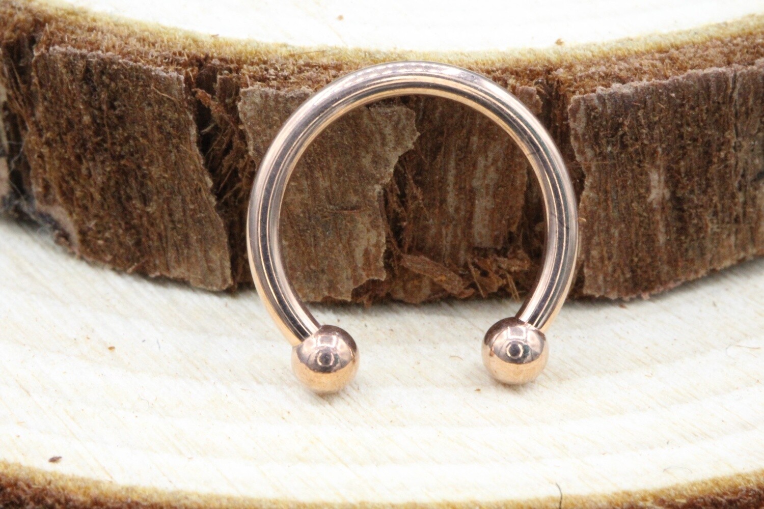 Rose Gold Threaded Circular Barbells, Gauge: 16g, Diameter: 5/16&#39;&#39;, Bead Size: 3/32&#39;&#39;