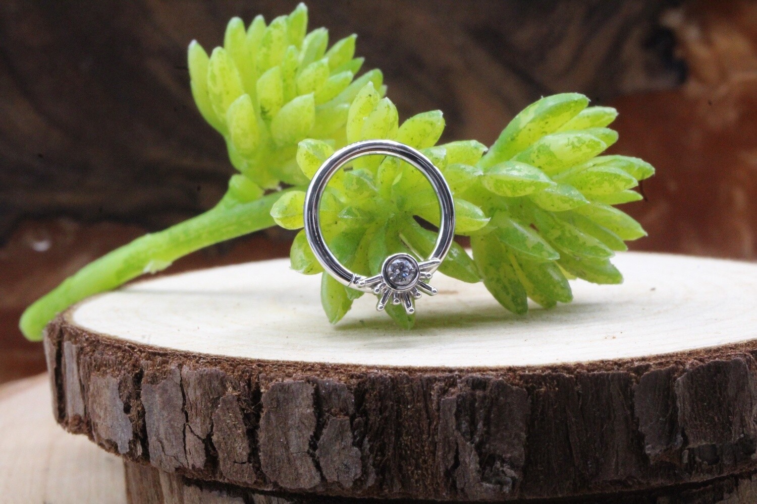 White Gold Live to Tell Seam, Gauge: 16g, Diameter: 3/8&quot;, Stone: White CZ