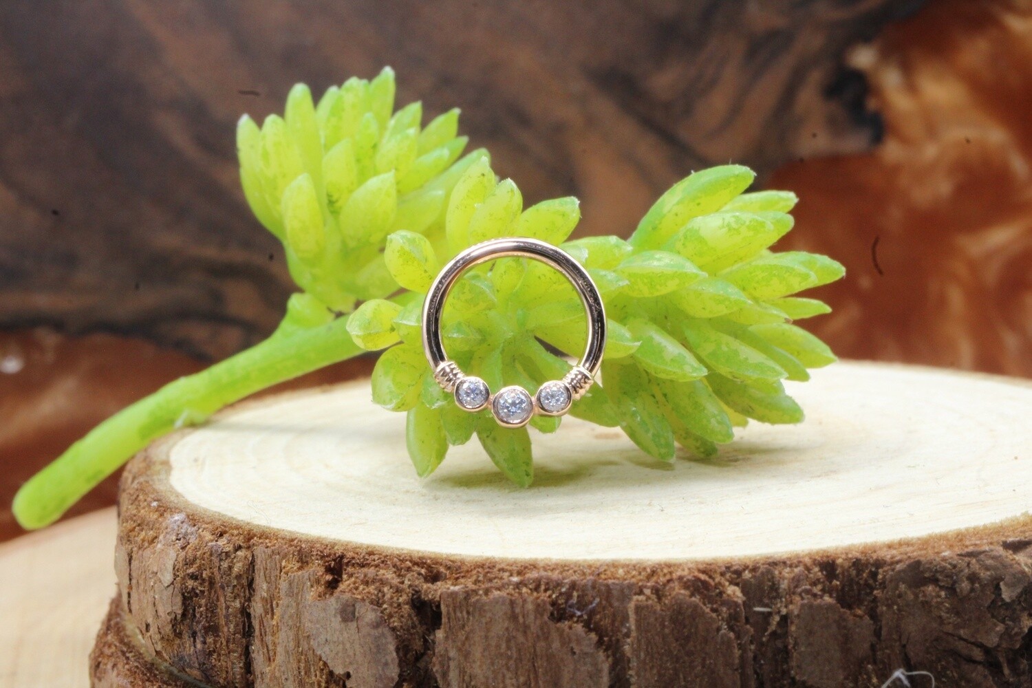 Yellow Gold Faraway Seam Ring, Gauge: 16g, Diameter: 5/16&quot;, Stone: White CZ