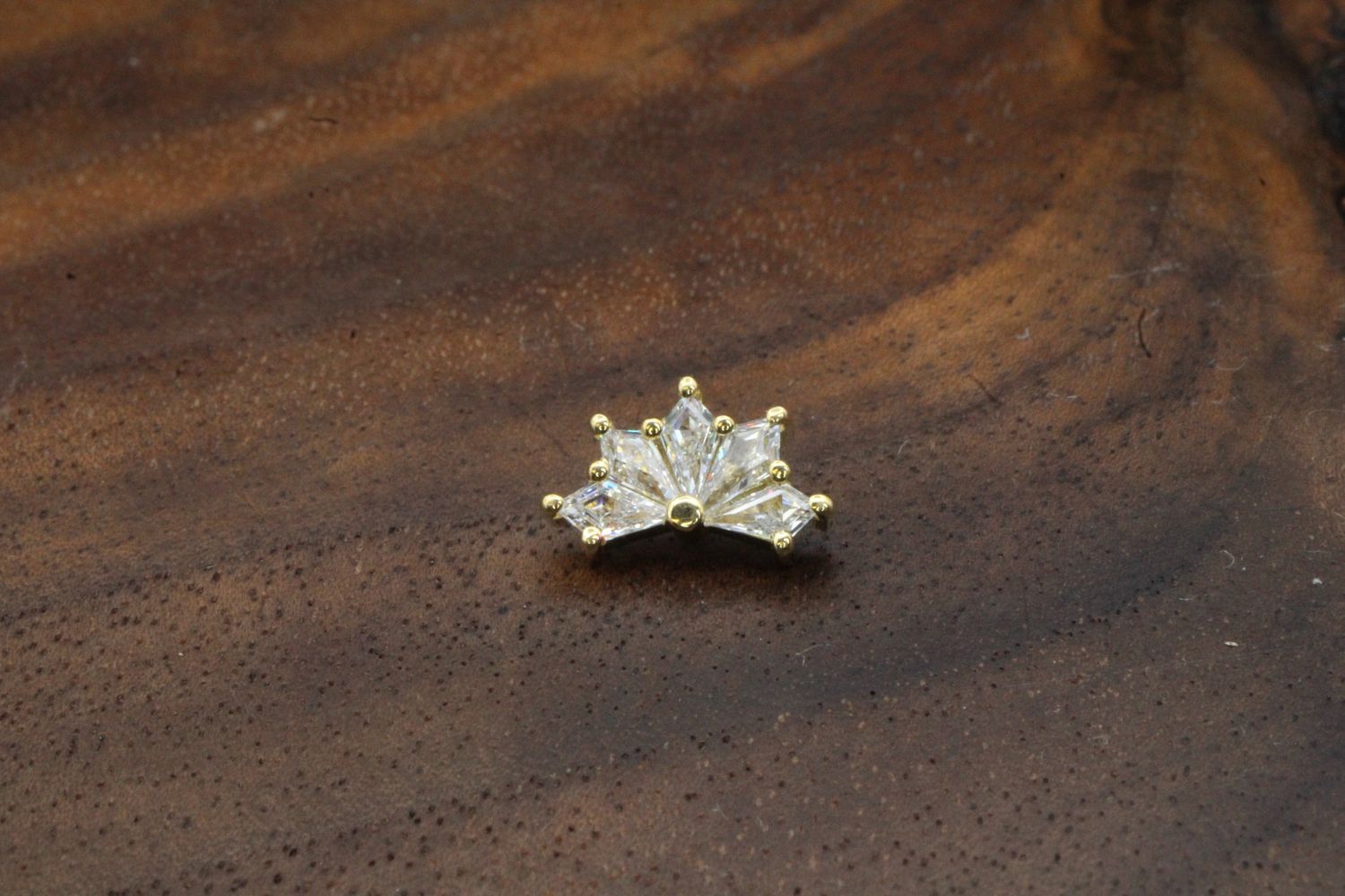 Threaded Yellow Gold Spirit, Gauge: 18/16ga, Stone: White CZ