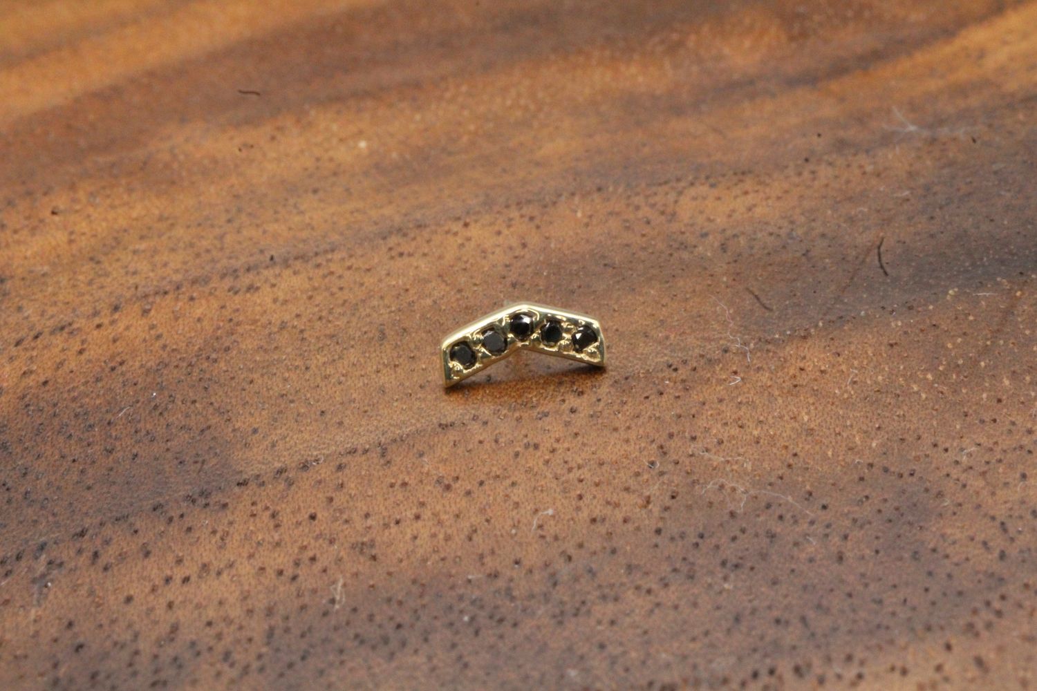 Threadless Yellow Gold Micro Pave Chevron, Stone: Black Diamond
