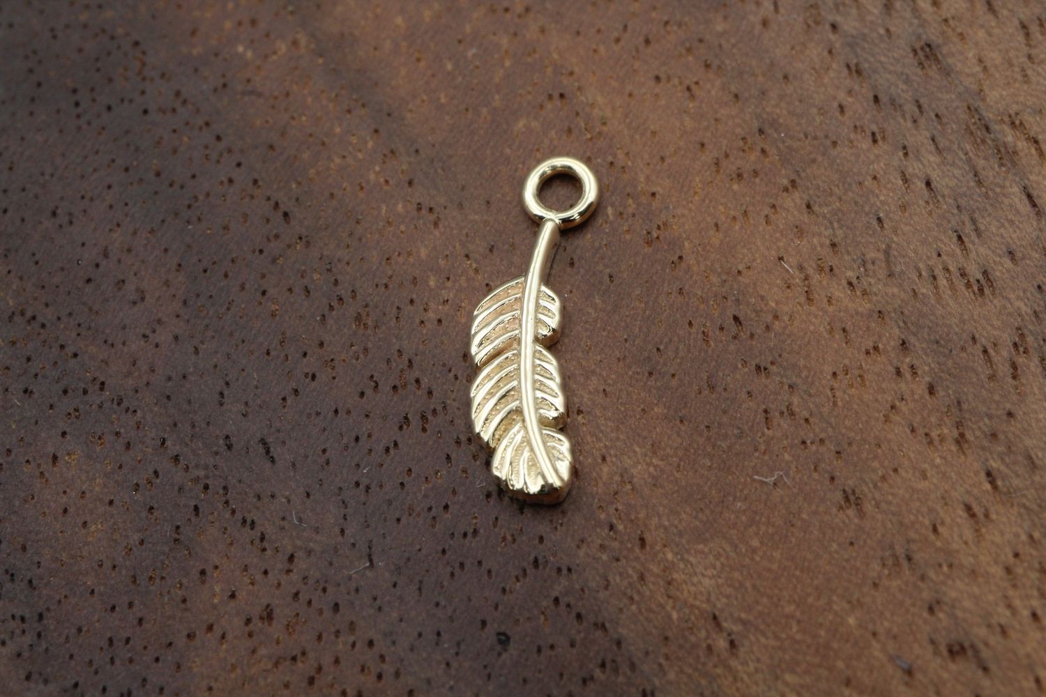Yellow Gold Feather Charm