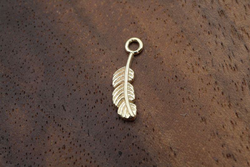 Yellow Gold Feather Charm
