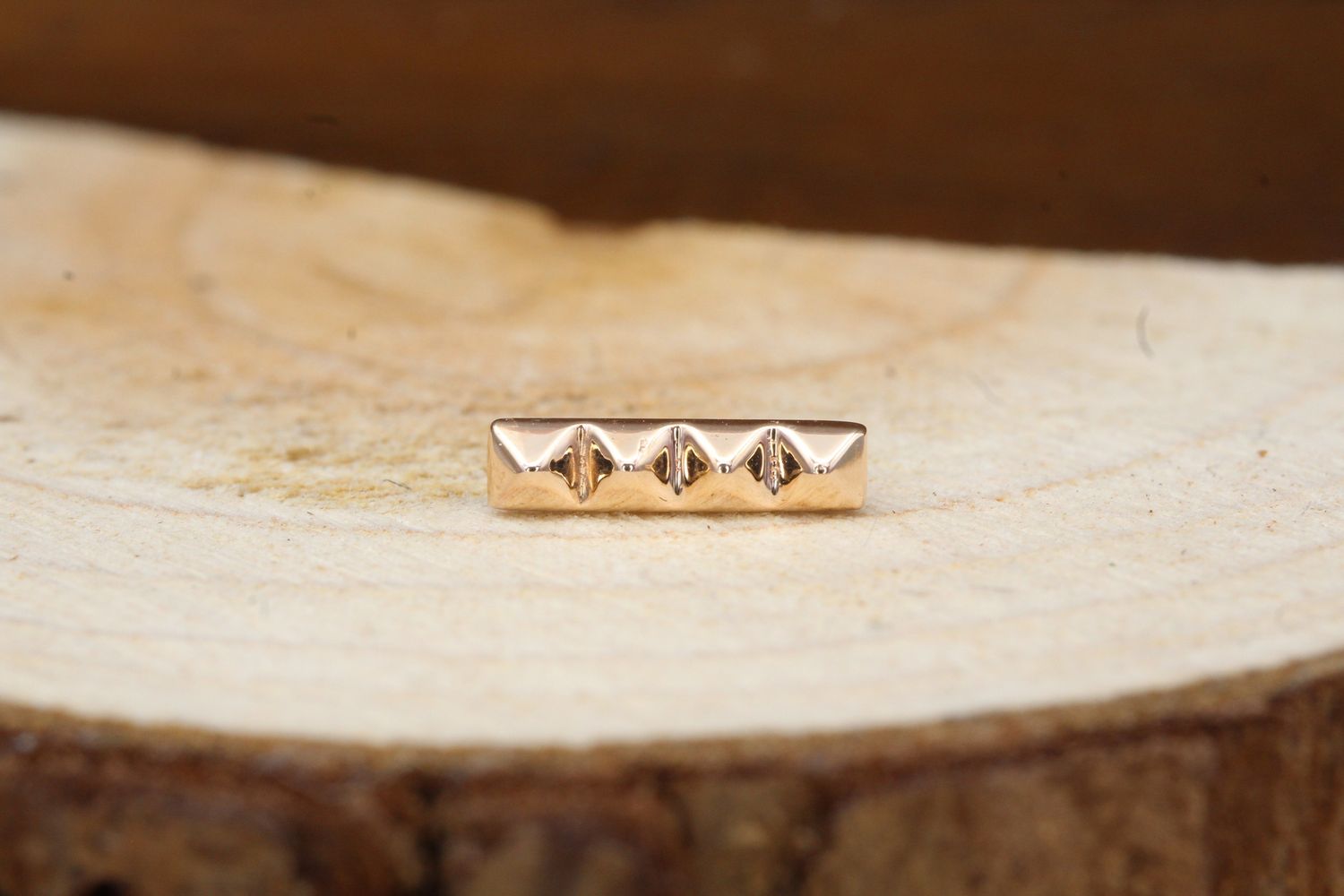 Threaded Rose Gold Pyramid Strip, Gauge: 18/16ga