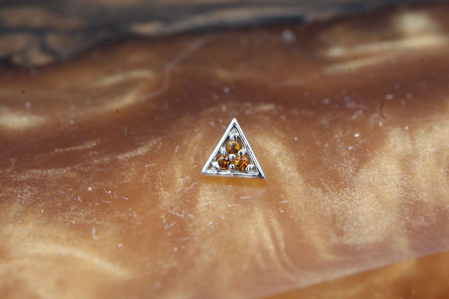 Threaded White Gold Pave Triangle, Gauge: 18/16ga