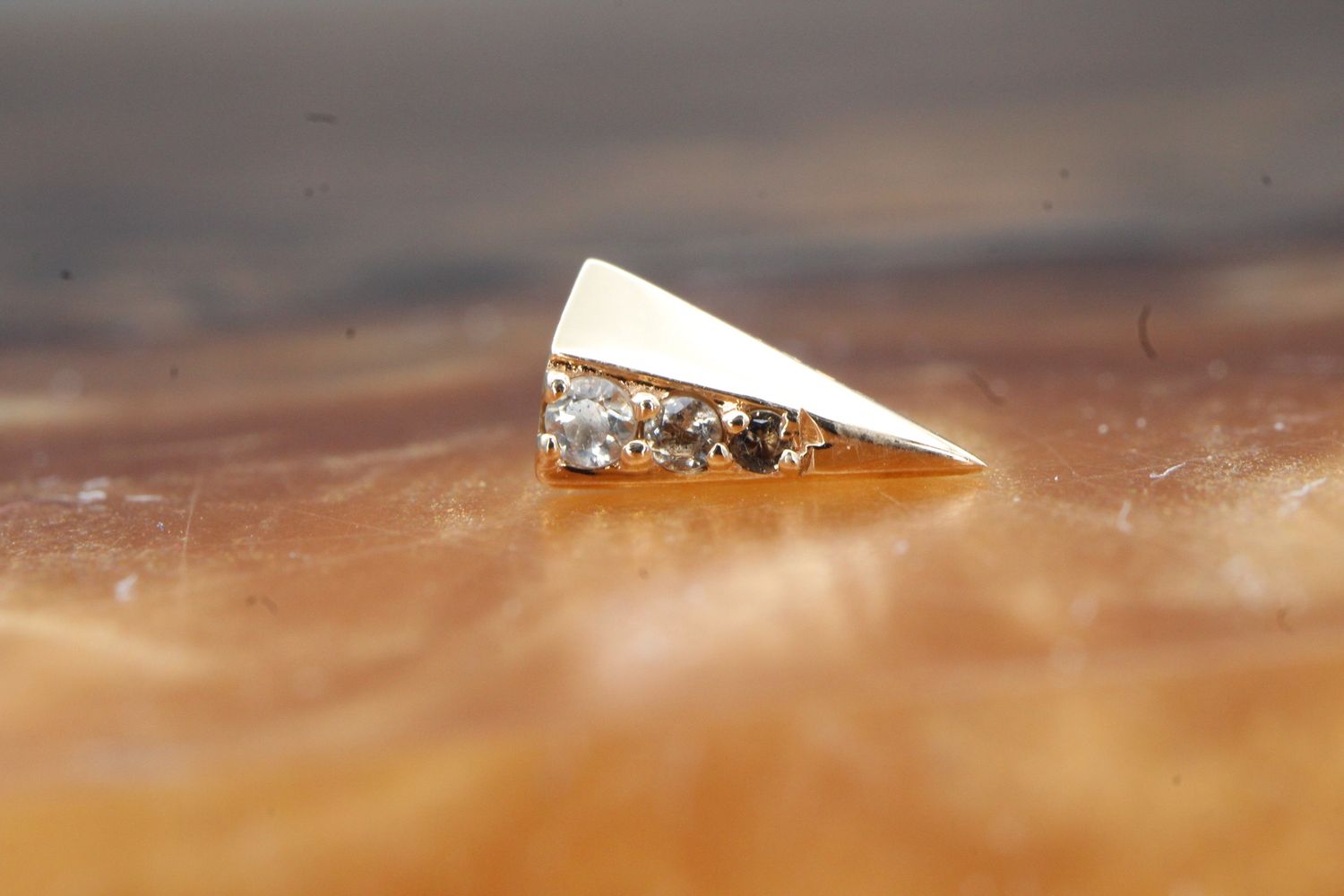 Threaded Rose Gold Bastian Top, Gauge: 18/16ga, Stone: White, Champagne CZ &amp; Smoky Quartz