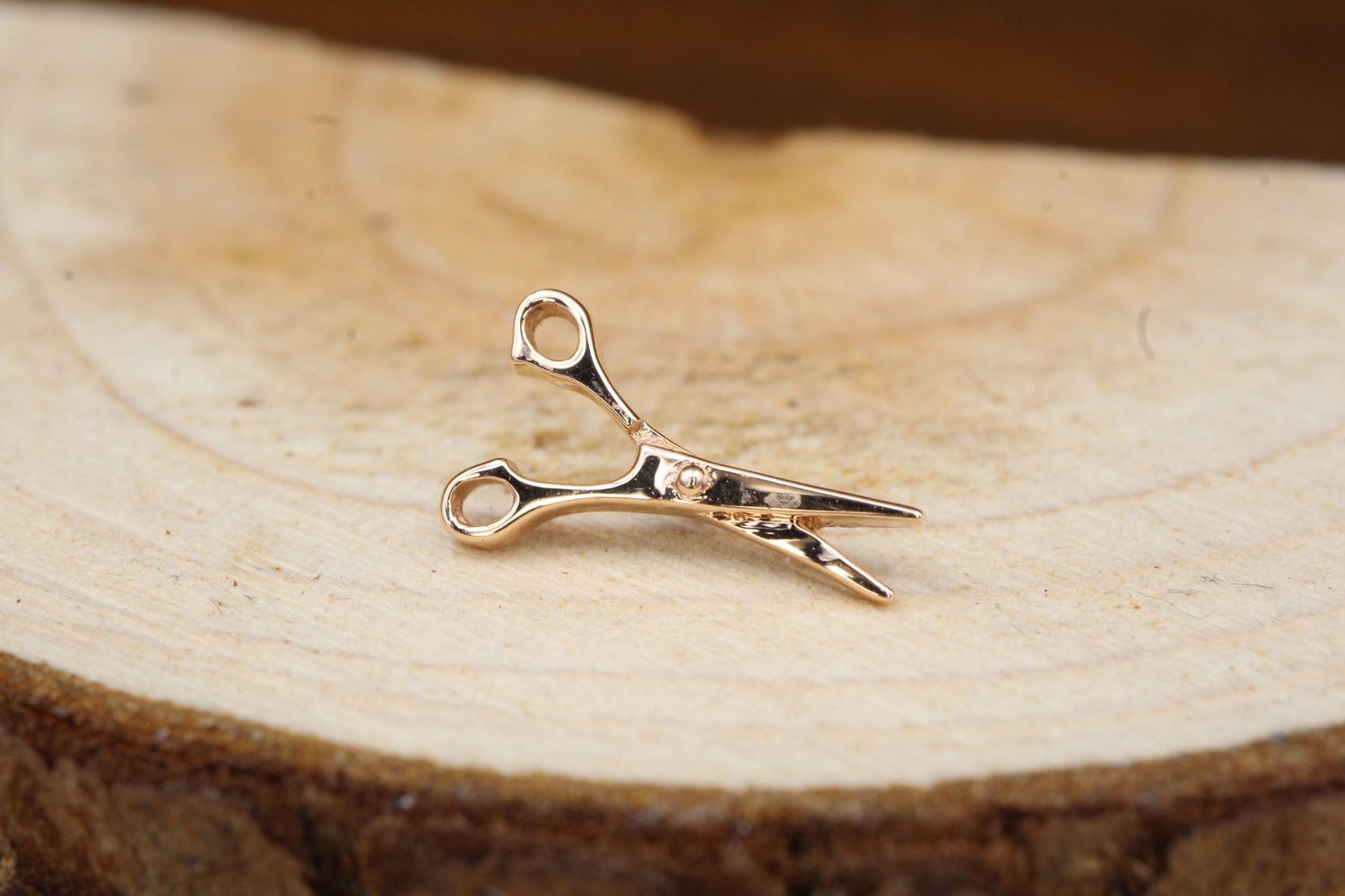 Threaded Rose Gold Scissors Top, Gauge: 18/16ga