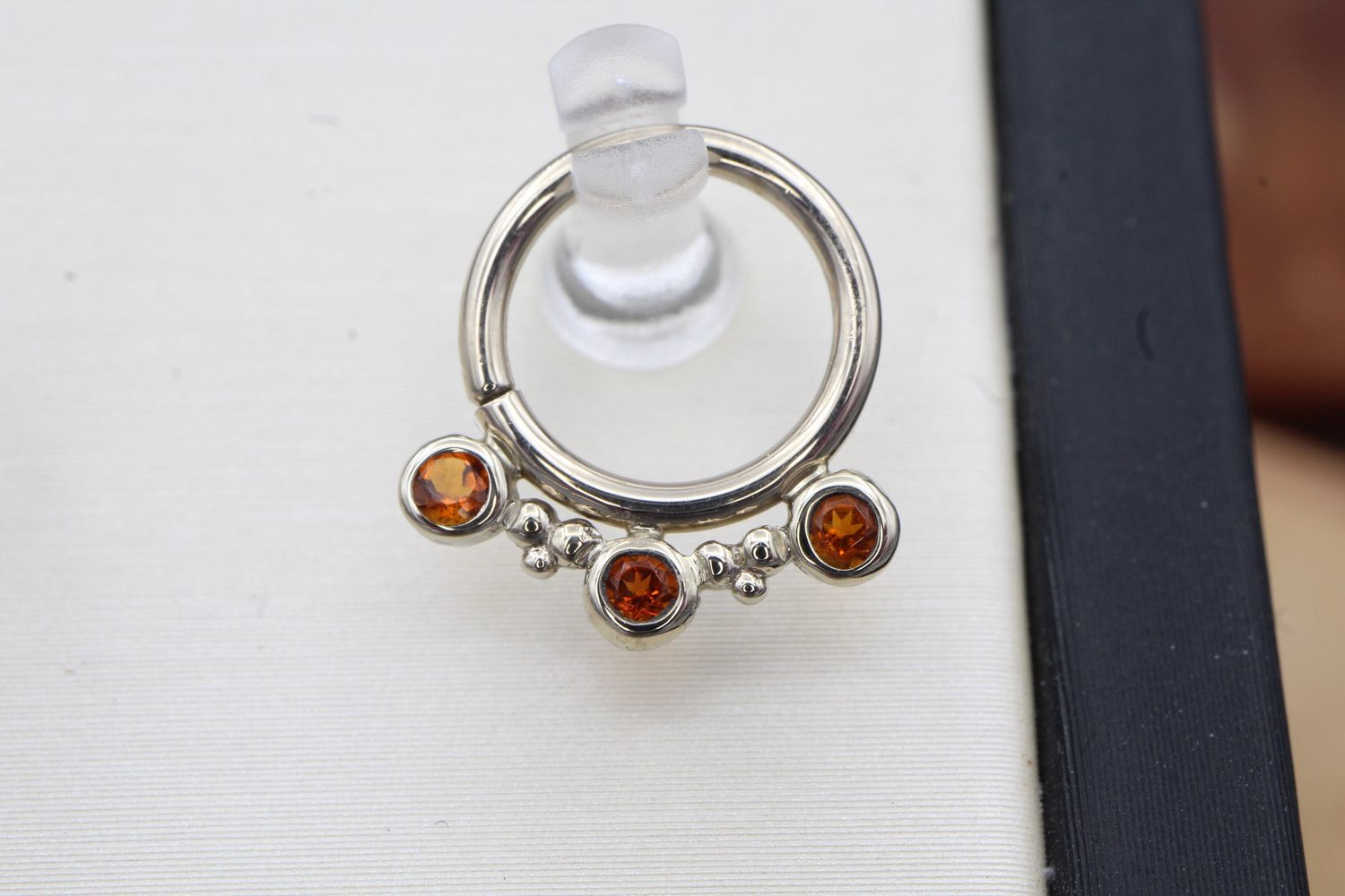 White Gold Eden 3 Seam Ring, Size: 16ga 5/16&#39;&#39;, Stone: Madiera Citrine