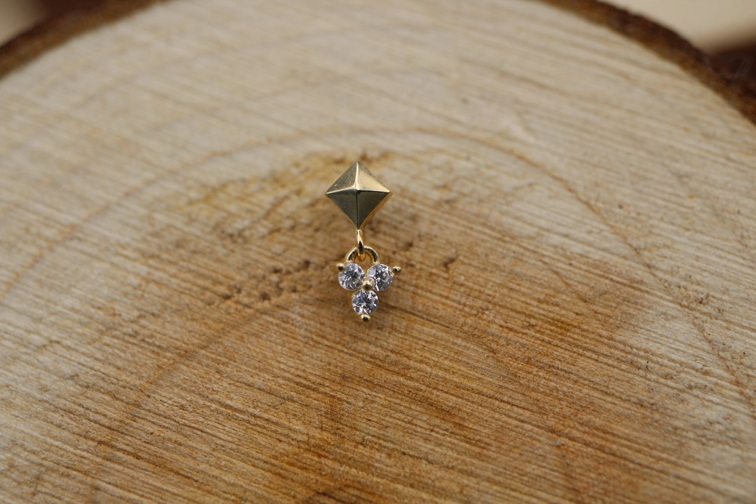 Threadless Rose Gold Posh Top, Stone: White CZ