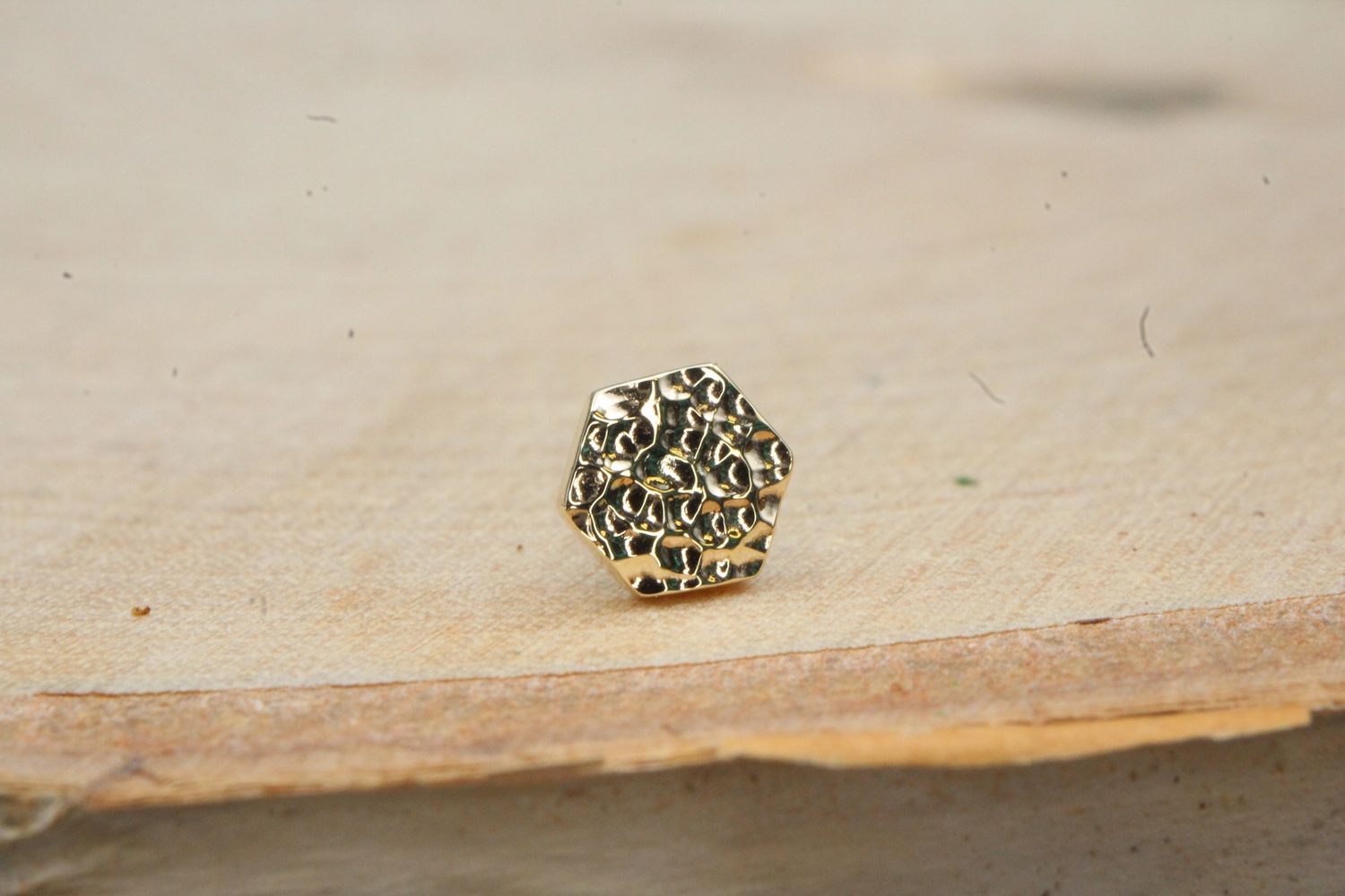 Threadless Yellow Gold Flat Hexagons
