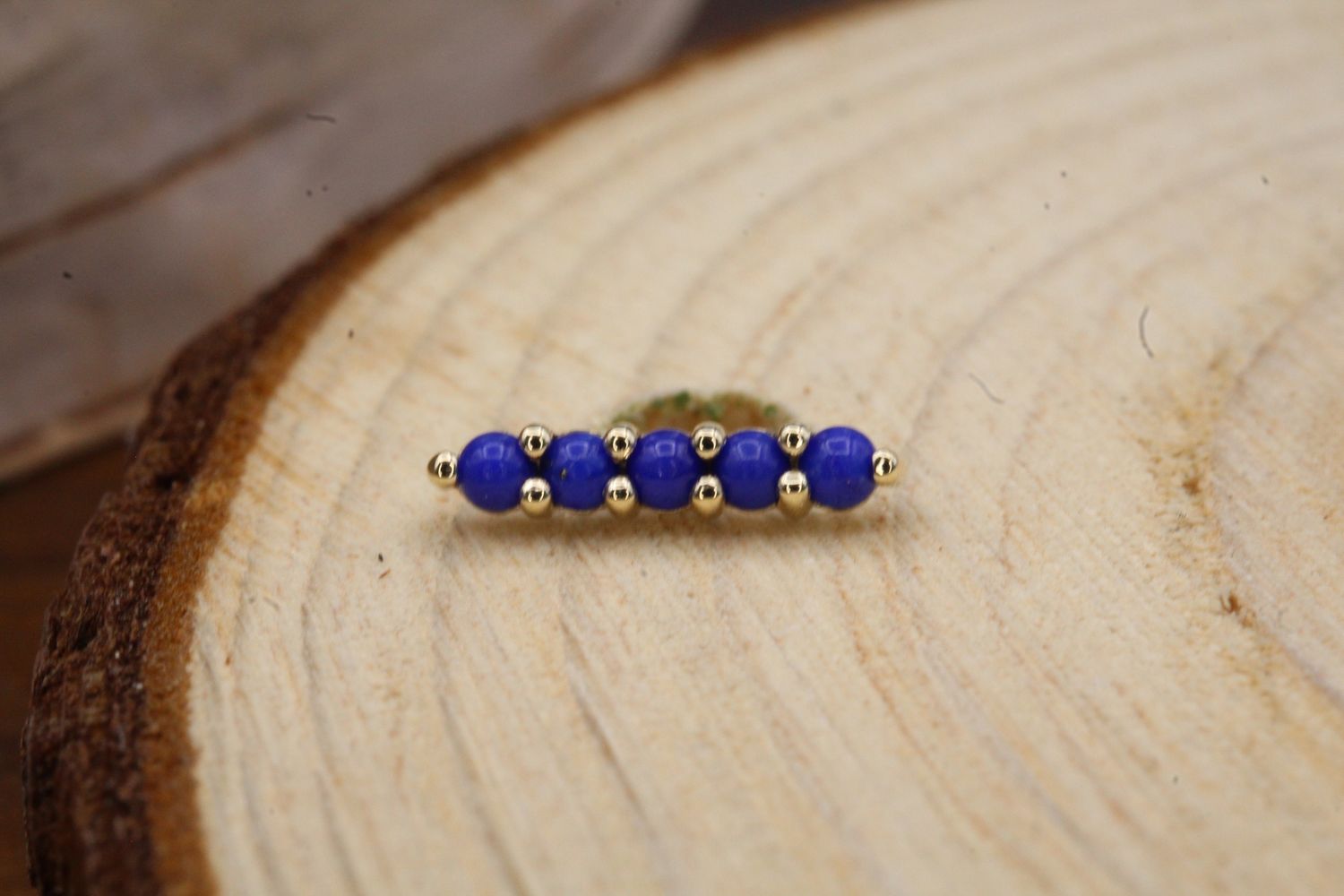 Threaded Yellow Gold Linear 5 Prong Cluster End