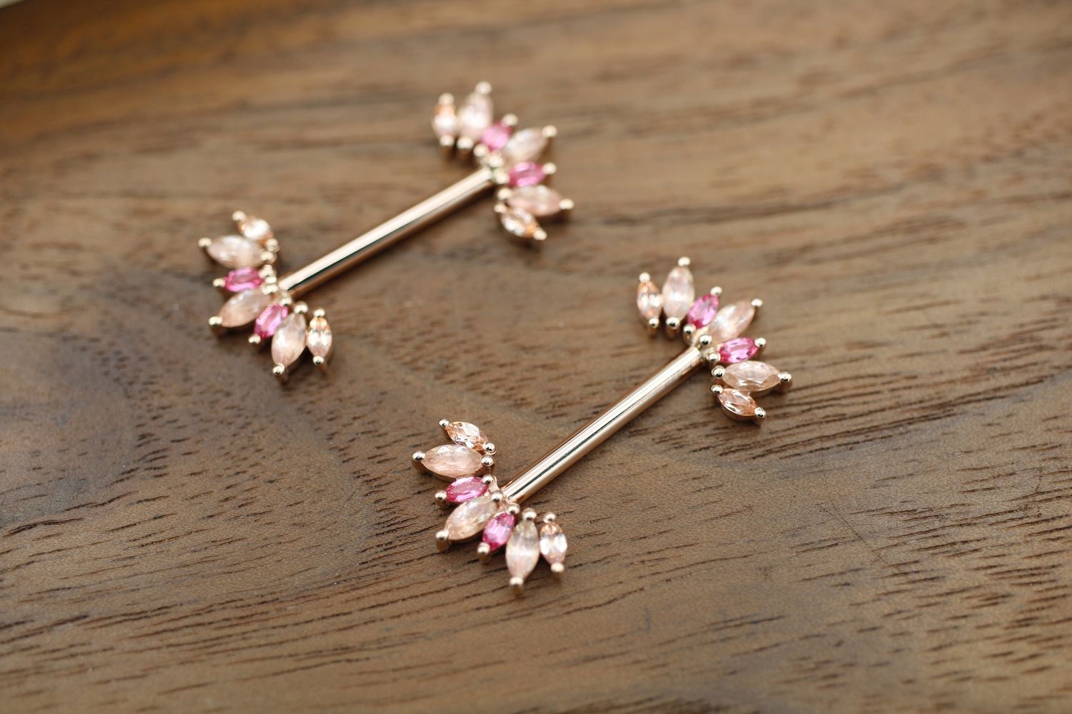 Threaded Rose Gold Athena Nipple Barbells