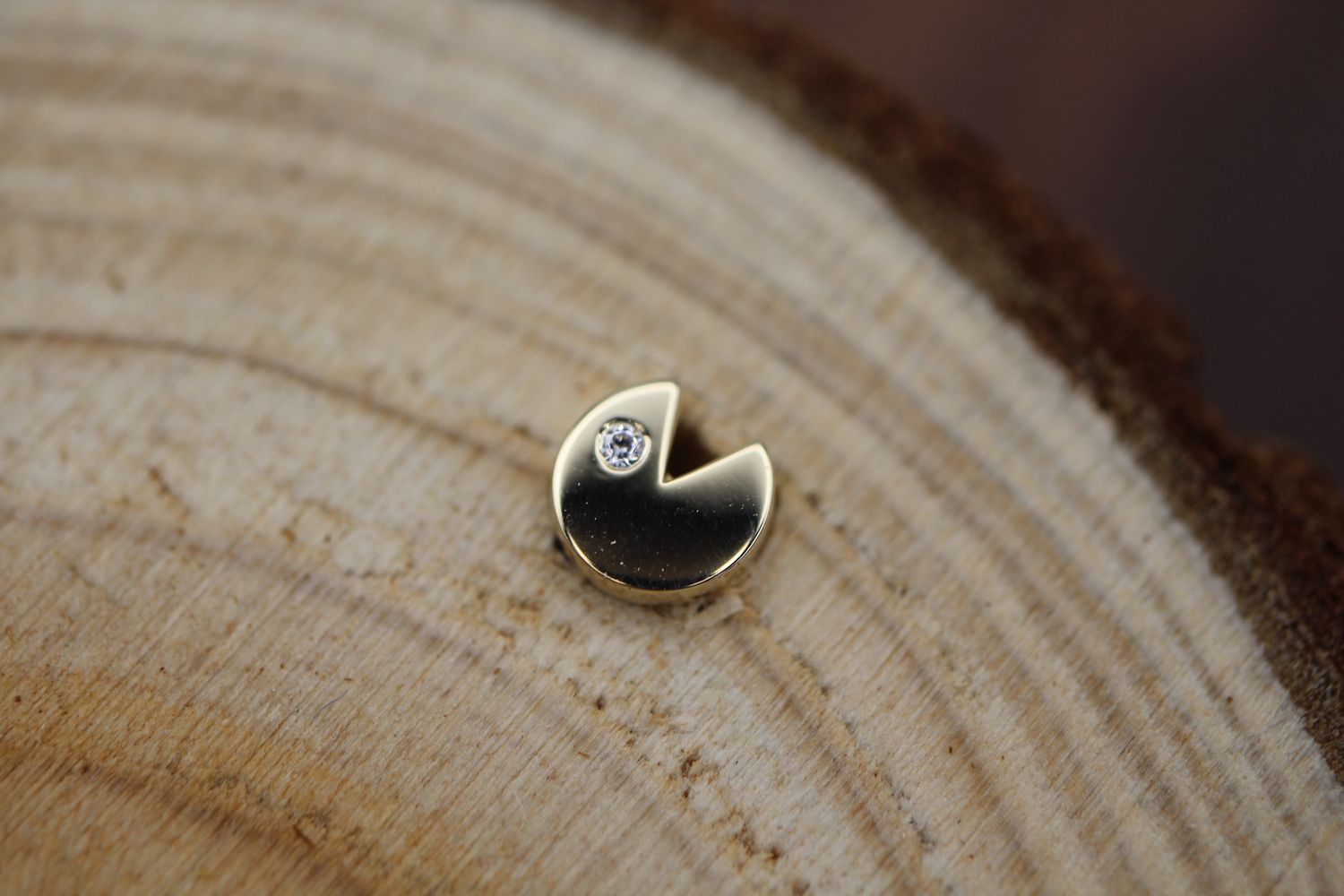 Threadless Yellow Gold Pacman, Stone: White CZ