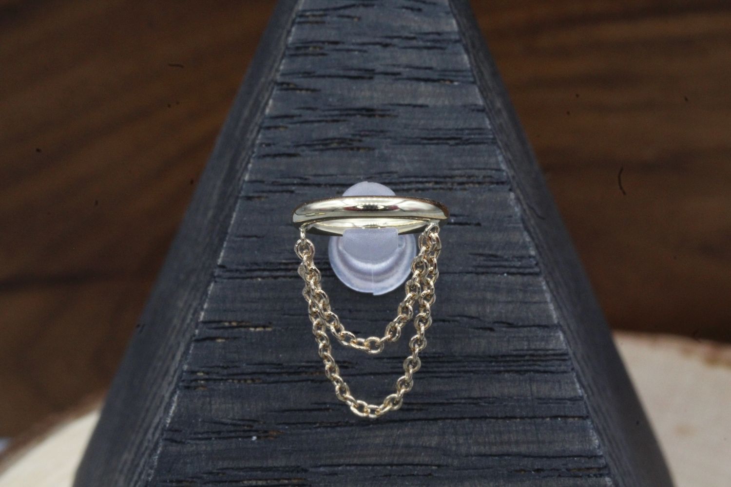 Yellow Gold Kate Seam Ring, Size: 16ga 1/4&#39;&#39;, Chain Orientation: Conch Orientation
