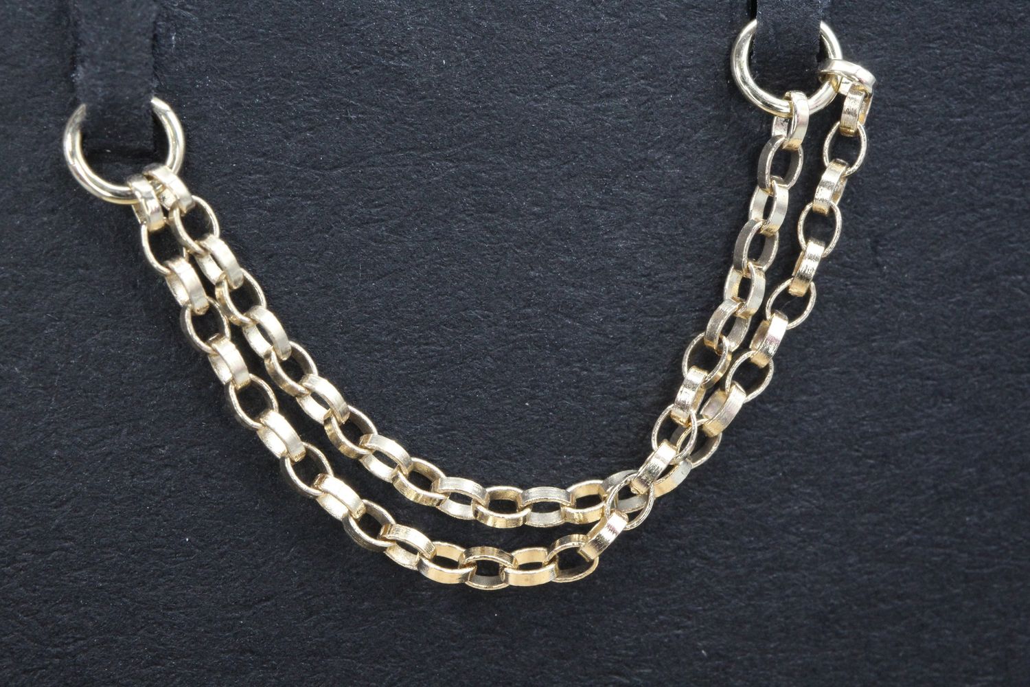 Yellow Gold 1.5mm Oval Rolo Chain, Length: 30mm, Number of Chains: Double