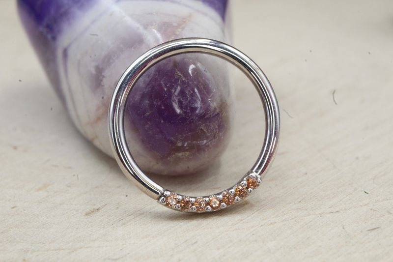White Gold 7 Gem Blaze Seam Ring