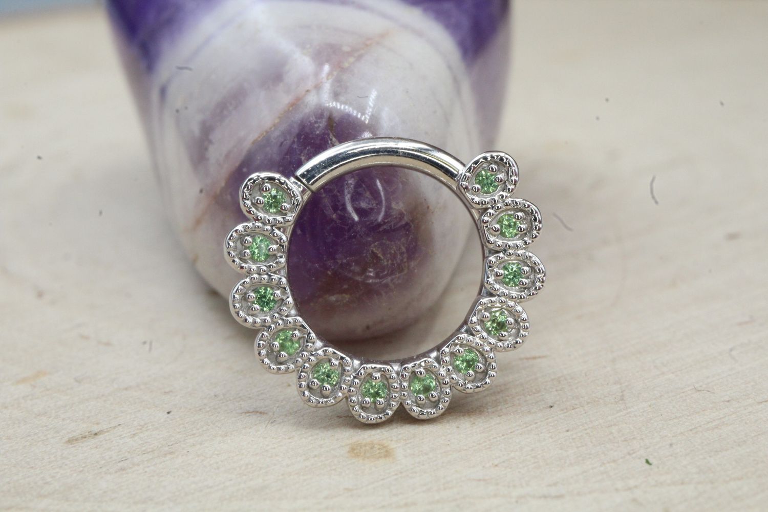 White Gold Santa Rosa Seam Ring, Size: 16ga 5/16'', Stone: Tsavorite