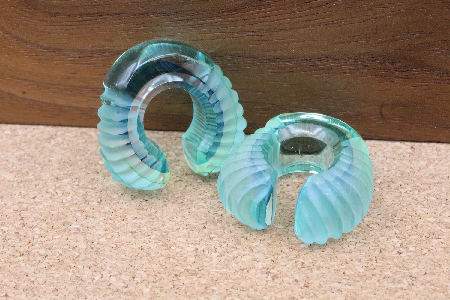 Small Pharaoh Glass Weights, Gauge: 00g, Colour: Emerald Blue