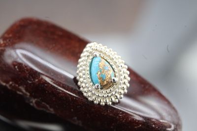 Threaded White Gold Pear Afghan Top