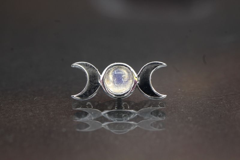 Threaded White Gold Goddess Moon
