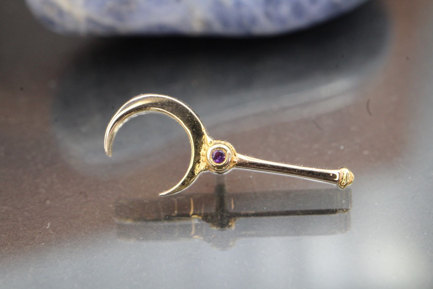 Threaded Rose Gold Hey Sailor Top, Gauge: 18/16ga, Stone: Amethyst