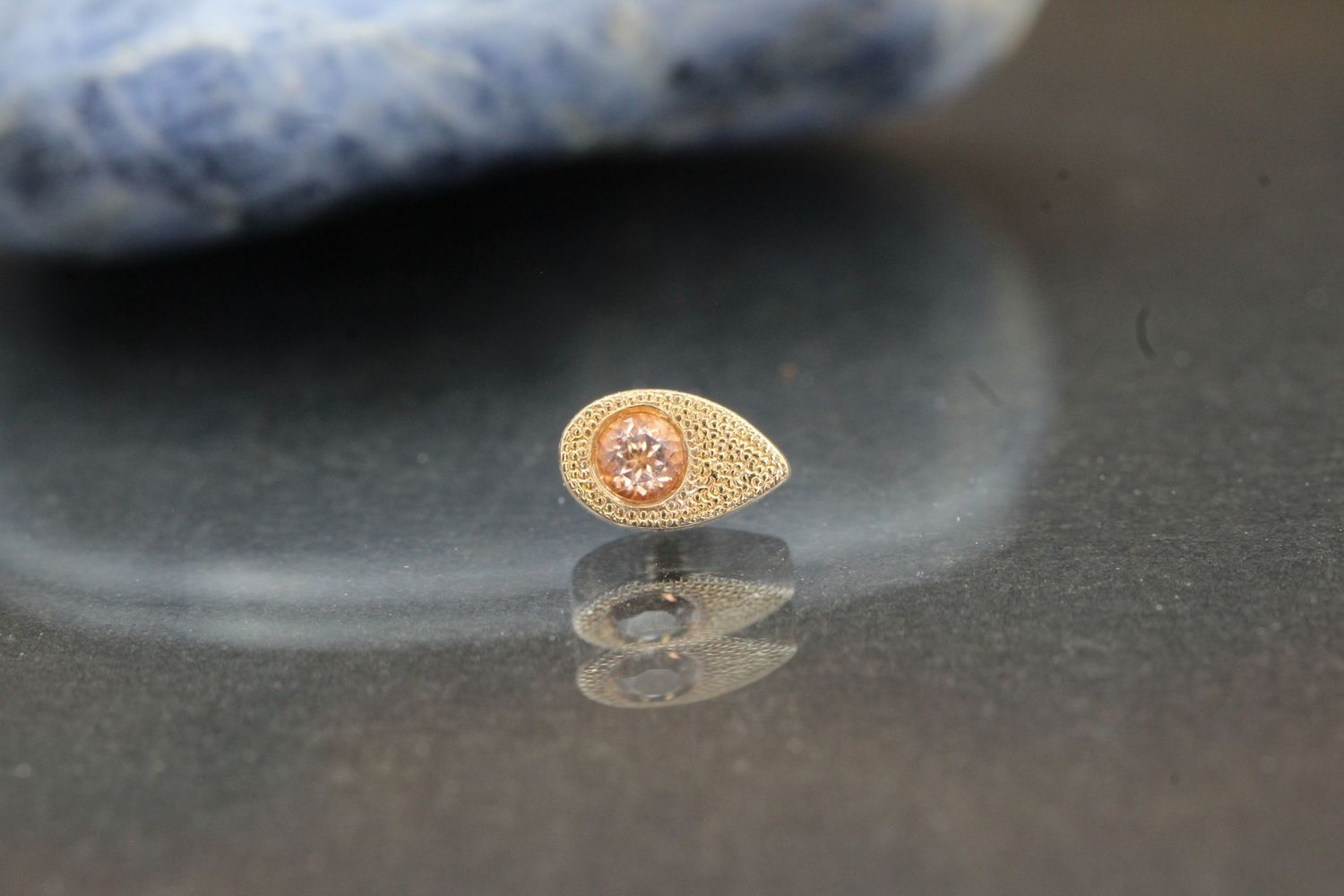 Threaded Rose Gold Pave Teardrop