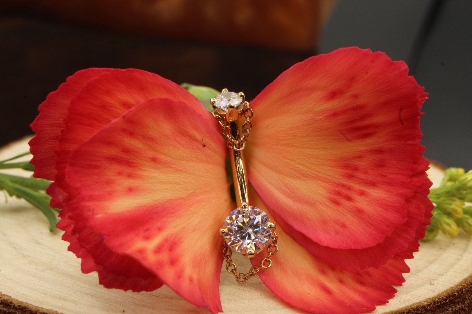 Threaded Yellow Gold Rianna Curved Barbell